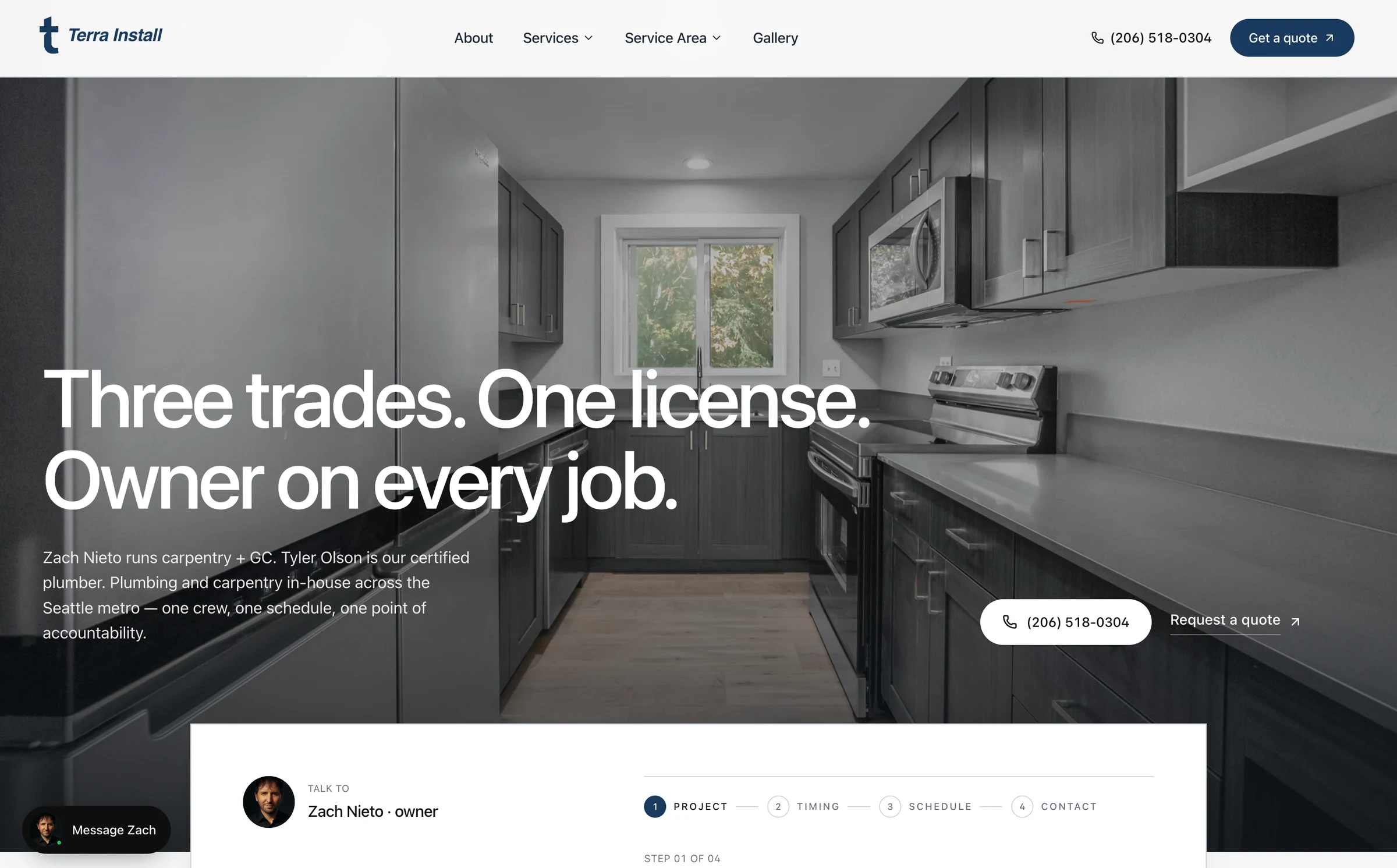 Terra Install, custom general contractor website design by PNW Contractor Marketing