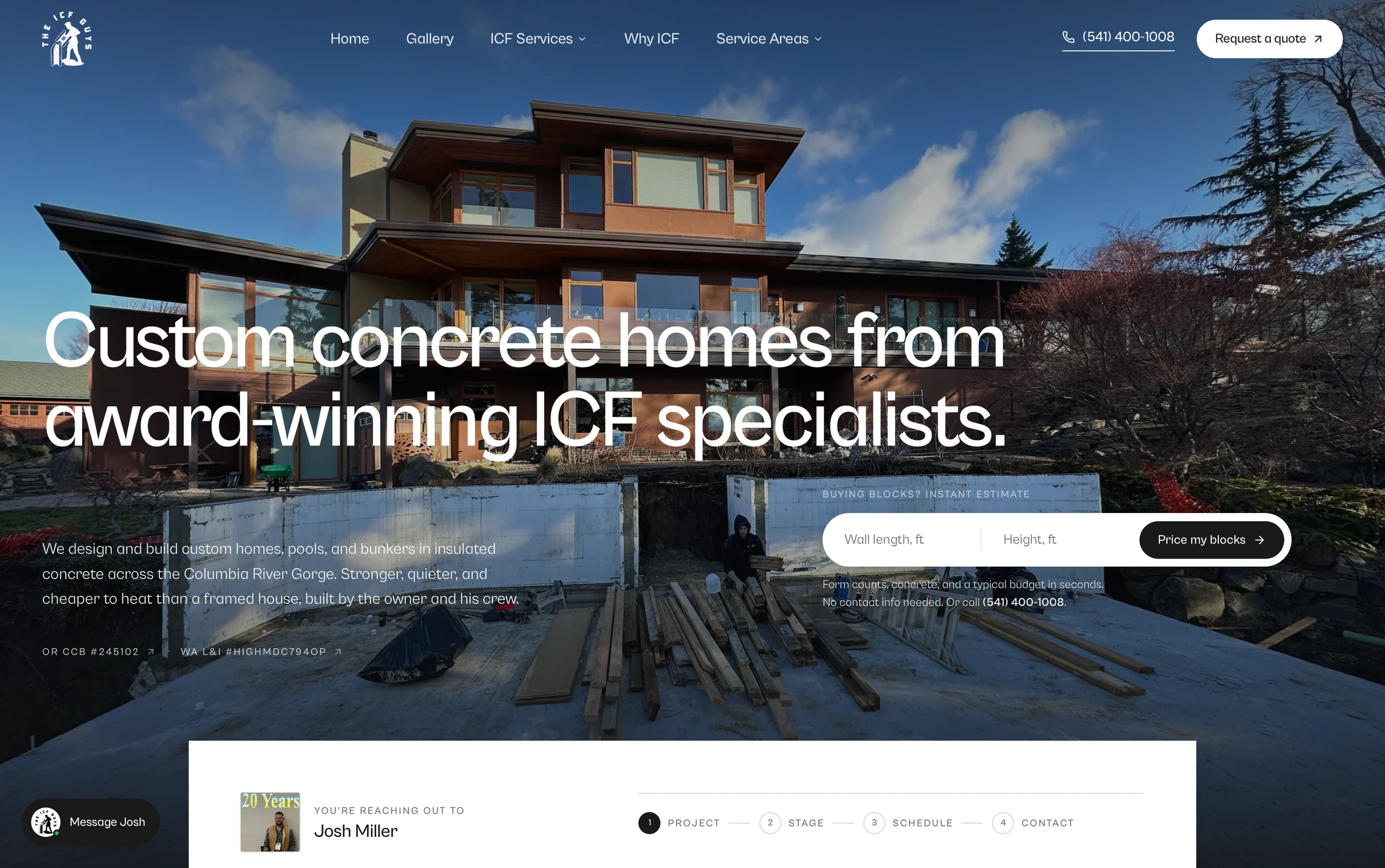 The ICF Guys, custom concrete & icf website design by PNW Contractor Marketing